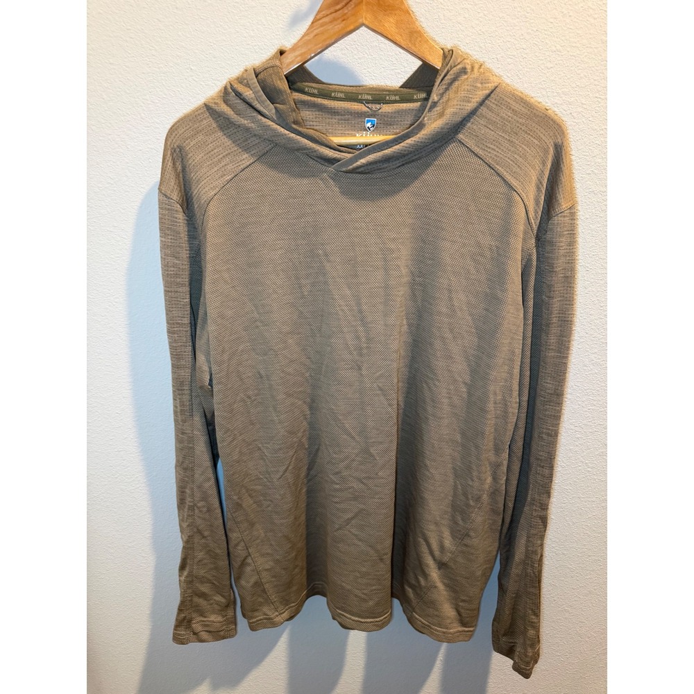 Kuhl Engineered Hoody Mens XXL Green Khaki Mesh Technical Sun Hoodie Pullover